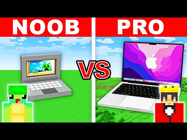 NOOB vs PRO: WORKING LAPTOP House Build Challenge in Minecraft class=