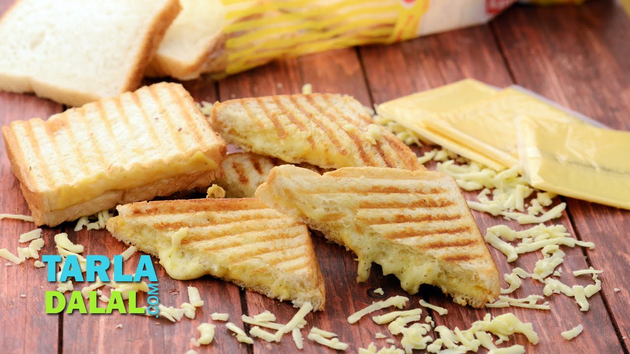 Cheese Grilled Sandwich, Vegeterian Cheese Grilled  Sandwich by Tarla Dalal