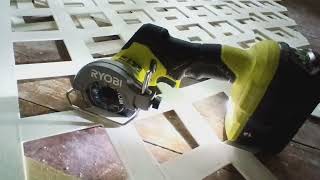 Ryobi Brushless Cut Off Saw does excellent job cutting plastic lattice boards