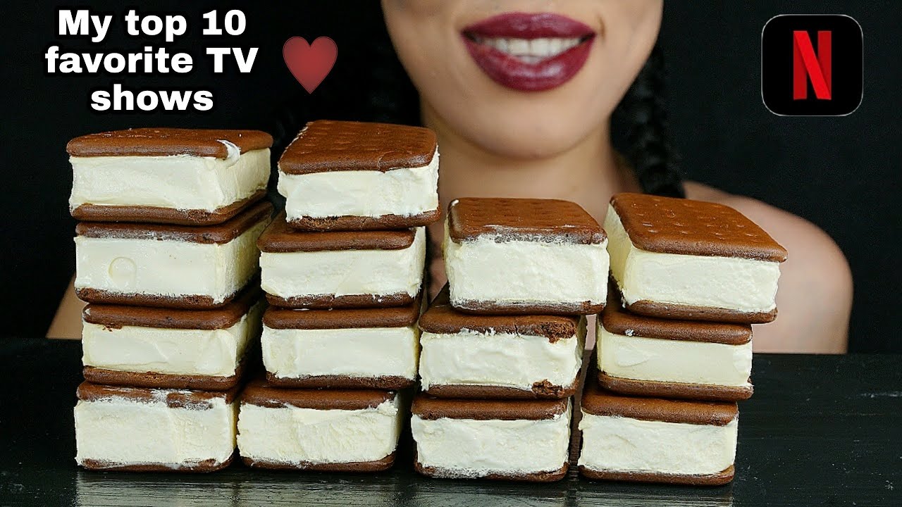 ASMR || ICE CREAM SANDWICHES | MY TOP FAVORITE TV SHOWS | Rose Eeating TV2