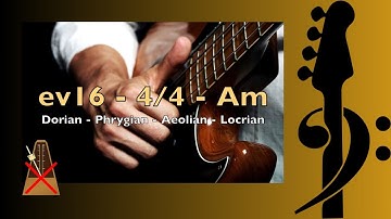 SLAP Funk Groove in A minor | Playing with Modes - Aeolian, Locrian, Dorian & Phrygian - No Bass