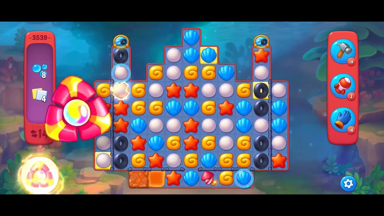FIshdom Hard Level 3539 (with full seashell [Super Lightning] & double ...