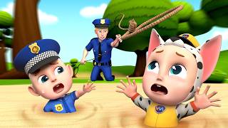 Danger in the Sand Pit! Police Save Rob and Leo | Police Song | Rosoo Nursery Rhymes &amp; Kids Songs