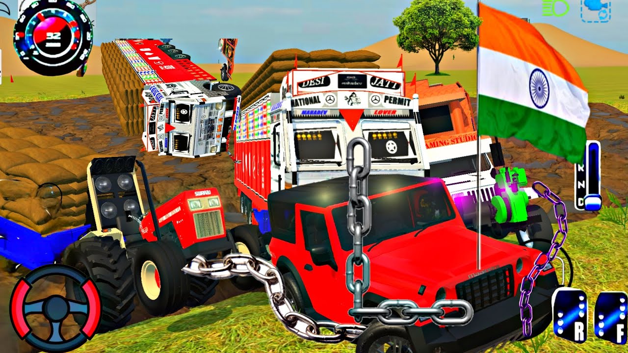 Live Indian Truck Stuck on sea and Tractor and Thar Dj Rescued the truck DJ from sea 