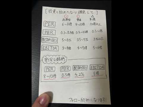 投資を始めたなら確認して 指標の区分と割安銘柄例 #株式投資初心者 #名言 #日本投資機構株式会社 #日本株 #投資心法