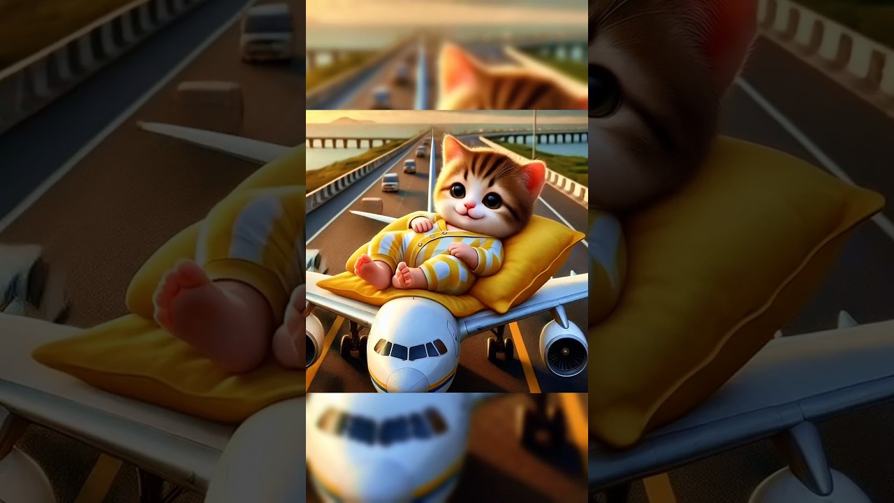 Cute Kitten Sitting on an Airplane‼️ 