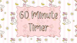 60 Minute Timer - Cute Geese and Daisies - Calm Ending Chime Notification - No Music - Silent