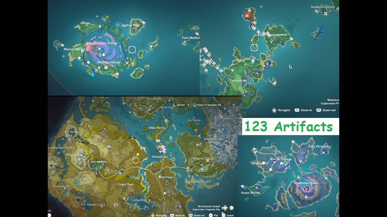 [Genshin Impact] 123 Artifact Farming Route using Inazuma & Liyue