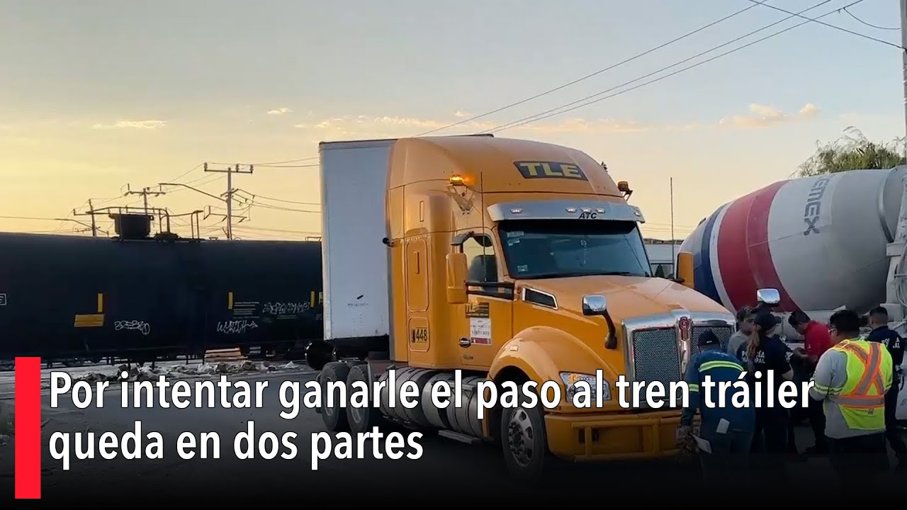 Por intentar ganarle el paso al tren tráiler queda en dos partes - YouTube