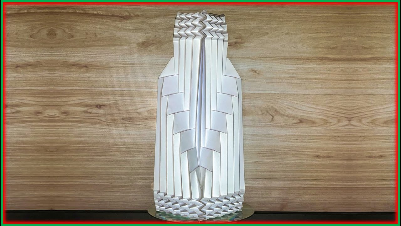 Square-shaped Paper Accordion Lamp with Stepped Diagonal Inlay V1