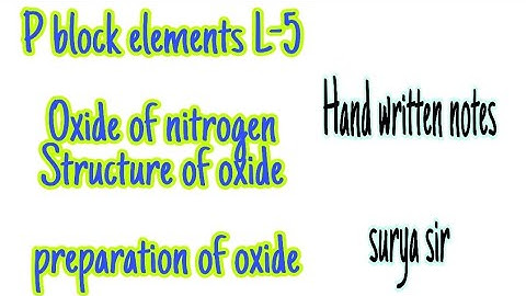 P-block elements L-5 | oxides of nitrogen | structure of oxides of nitrogen | oxides of group 15 I