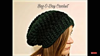 Easy Crochet A Slouchy Hat Puff Stitch Beanie | Bagoday Crochet | Tutorial #357