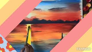 Landscape with poster colour/ easy poster colour painting or drawing YouTube