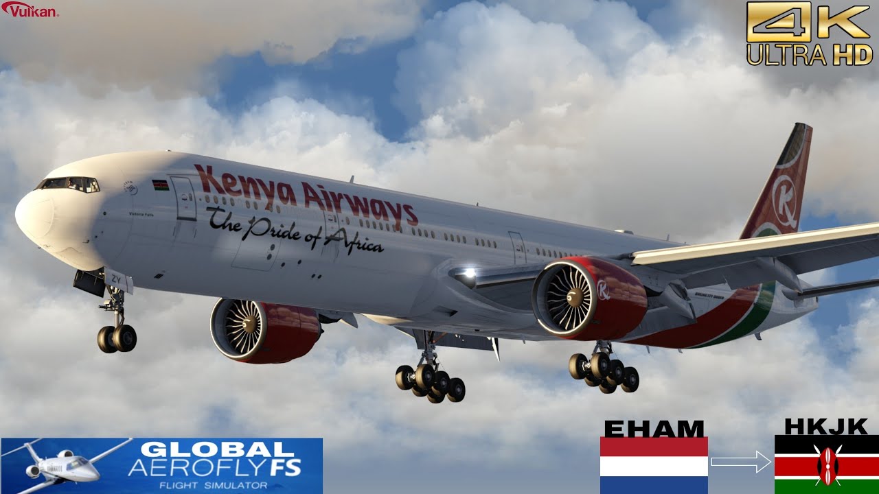 4K | AEROFLY FS GLOBAL | KQ117 | B777-300ER | Полный перелёт | Амстердам (EHAM) ✈️ Найроби (HKJK)