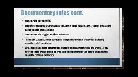 NHD Judging Overview   Documentary Rules