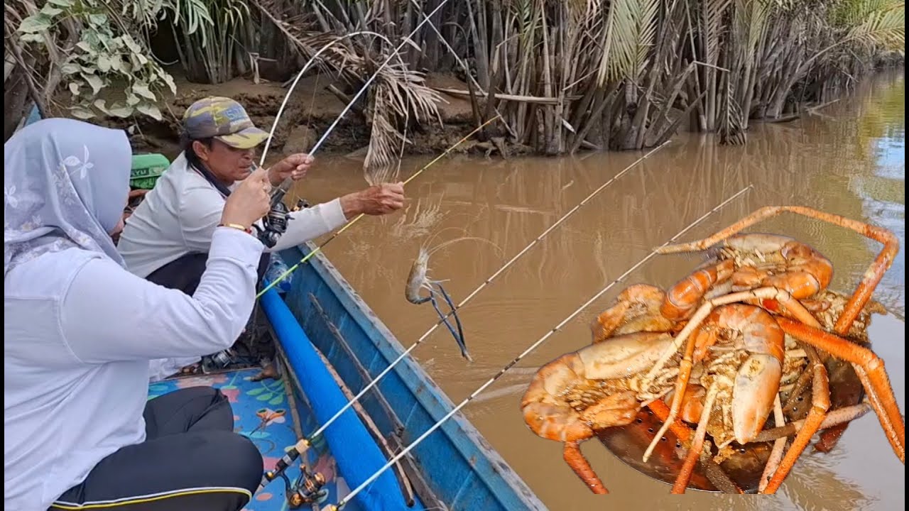 Mancing udang galah lagi bersama istri,pulang langsung dimasak