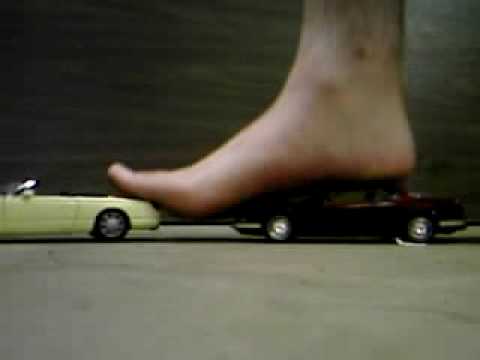 CRUSHING 2 cars barefoot