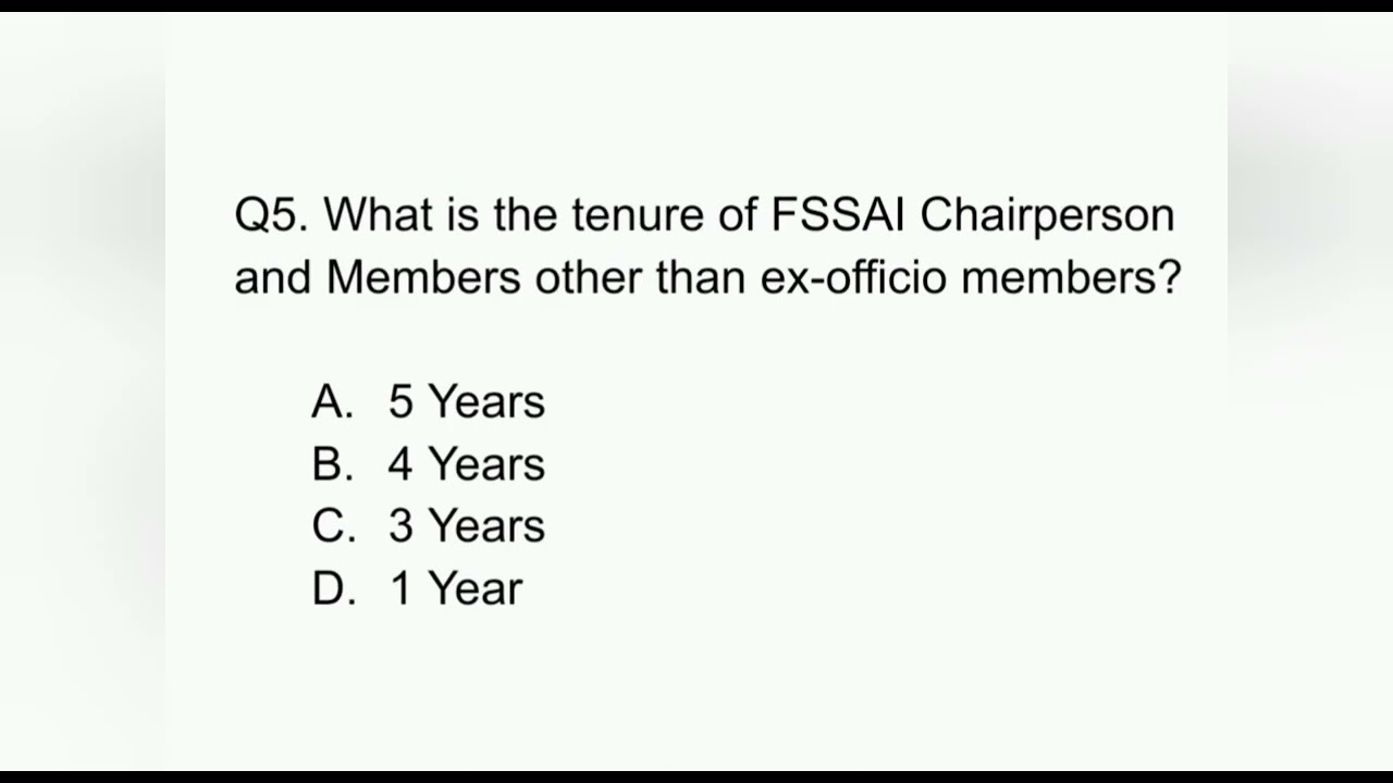 FSSAI ASSISTANT EXAM _MCQ 1