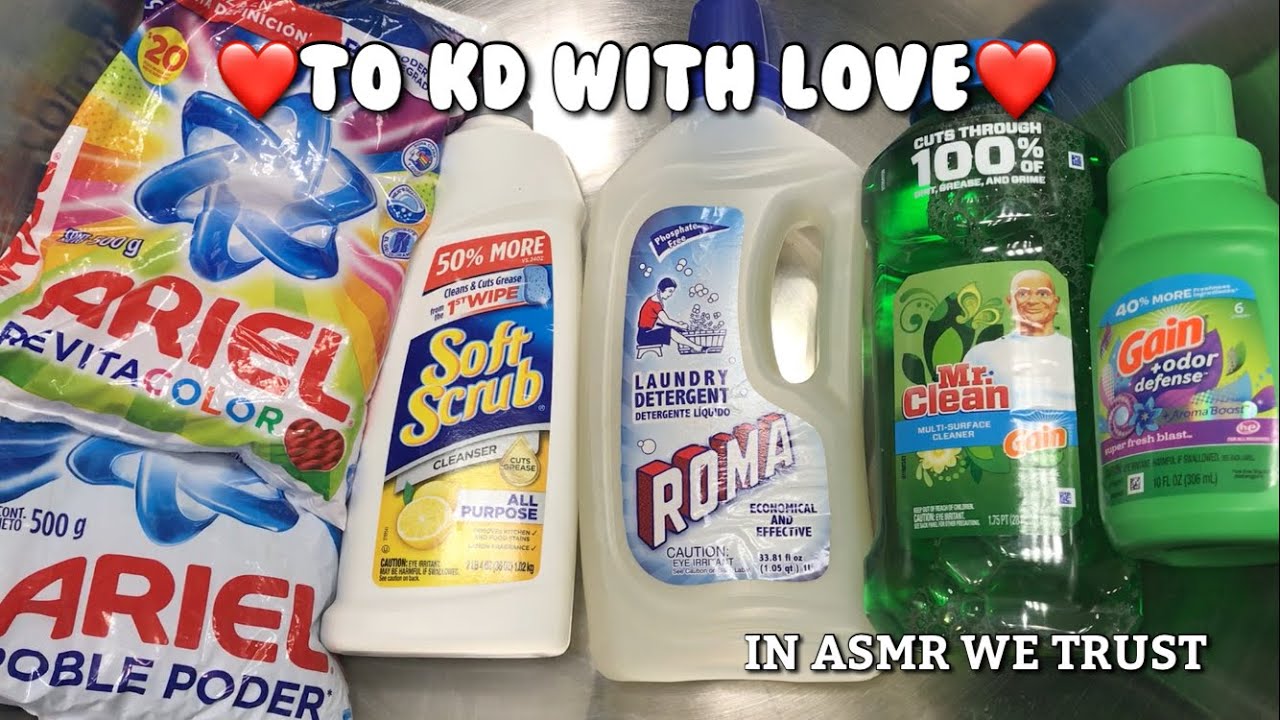 ASMR ❤️ To KD with Love Collab | Mr.Clean, Gain, Ariel, Roma, & Lemon Soft Scrub | Gain Paste Rinse