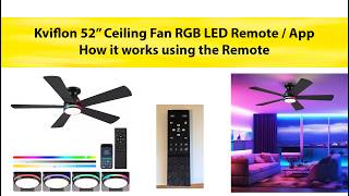 Kviflon 52 inch RGB LED Ceiling Fan Black Blade Finish Model: YT-8311-52BKRGB Video 2 of 2 Review