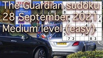 Sudoku solution – The Guardian sudoku 28 September 2021 Medium level