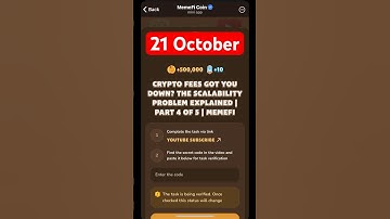 MemeFi YouTube video code today 21 October | MemeFi YouTube video secret code today | #crypto