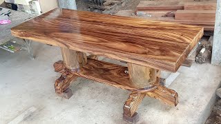 ធ្វើតុញ៉ាំបាយ-ឈើប្រណិត, Dining table - luxury wood #woodworking #wood  #woodworkingart #table #asmr