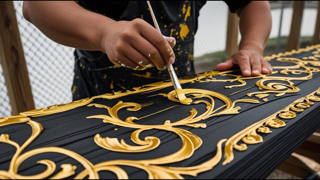 Blown Away by the Beauty of This Creative Gold-Leafed Table | Unique Woodworking Idea