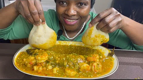 ASMR OKRA +SHRIMP SOUP WITH FUFU |MUKBANG BANG |EATING SHOW |NO TALKING #asmr #mukbang #africanfood