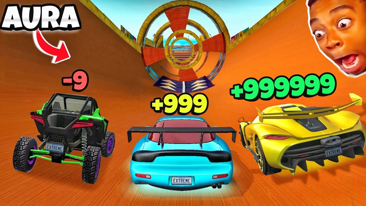 Aura -9 VS Aura +999999🤯||New Stunt Races Level😱|| Extreme Car Driving Simulator🔥||