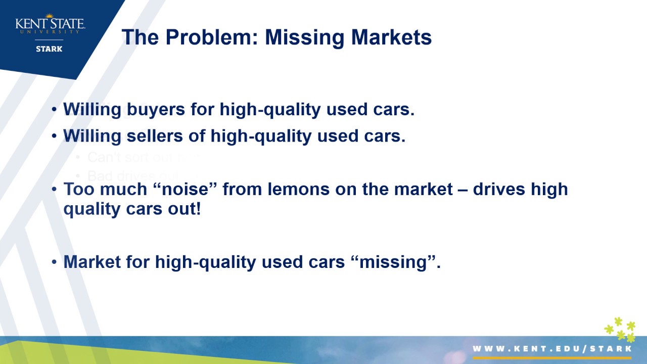 Principles of Microecon 77 - Market Failures - Information Asymmetries