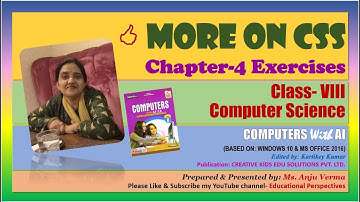 Answers Exercises Gr8 Ch4 More On CSS | Anju Verma