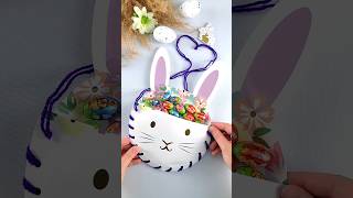 Easter bunny basket 🐇 A small basket of paper plates and yarn. #easycraft #craft #kidsdiyandplay
