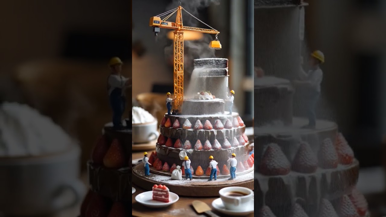 **"The Sweet Construction: A Miniature Cake-Building Story"**