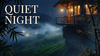 A Quiet Night Above the Rice Terraces ☕ Rain & Jazz Ambience - Smooth Jazz & Rain Sounds
