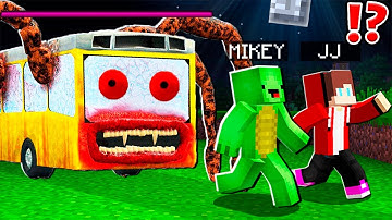 JJ and Mikey Escape From Creepy BUS EATER BOSS at 3am ! - in Minecraft Maizen