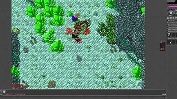 Deeplings Boss Tanjis killing it and looting Hexera (Tibia Game)