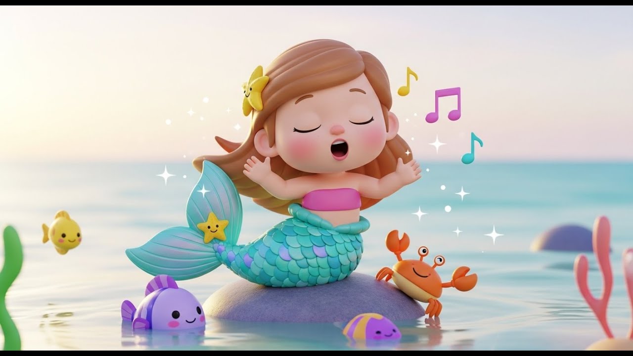 Baby Mermaid Sitting on a Rock | Magical Underwater Song for Kids | Nursery Rhymes & Songs