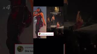Cardi B falls again on stage performing on her tour