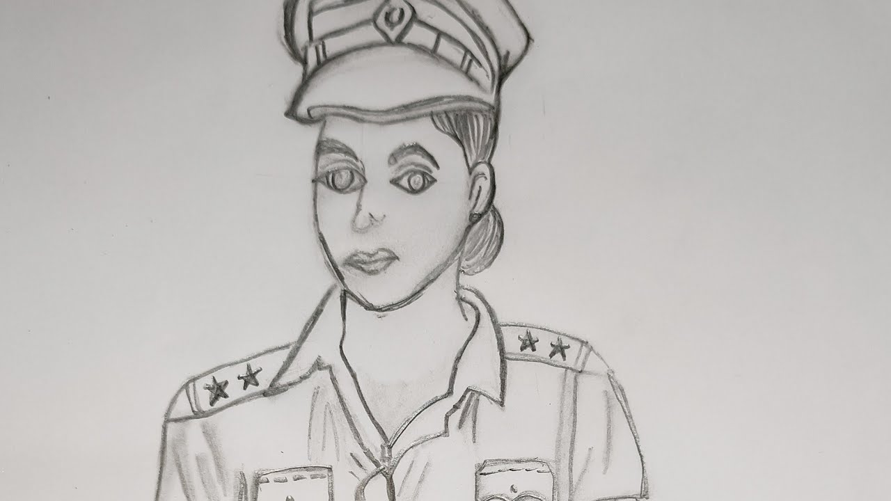 easy lady police drawing// Bharat ki beti // lady police side face