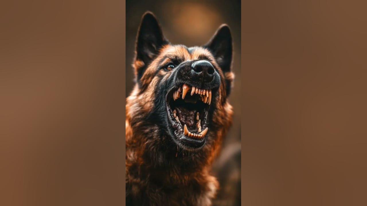 Angry German shepherd dog barking 😨😰
