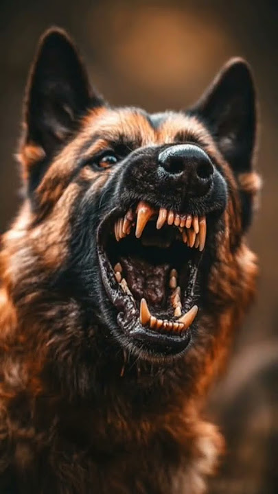 Angry German shepherd dog barking 😨😰