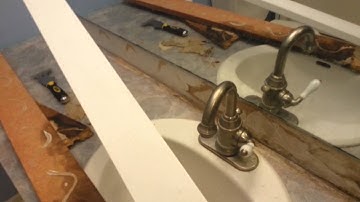 DIY Mirror Frame with Crown Molding and Backsplash Replacement Tutorial