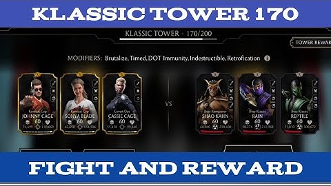 Klassic Tower Boss Battle 170 Fight + Reward With Gold Team | MK Mobile
