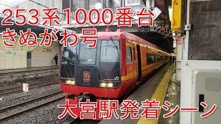 【東武鉄道直通特急(3)】253系1000番台(宮オオOM-N02編成)「きぬがわ5号」大宮駅発着シーン