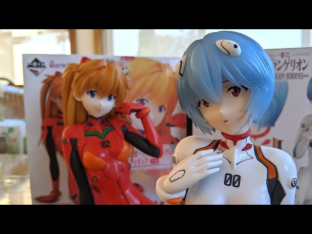 一番くじ EVANGELION HEROINES Quarter Impact These are HUGE! Evangelion Heroines Asuka & Rei Ichiban Kuji