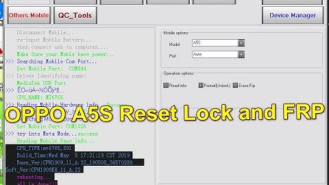 OPPO A5S CPH1909 reset pattern code by MRT dongle and bypass FRP