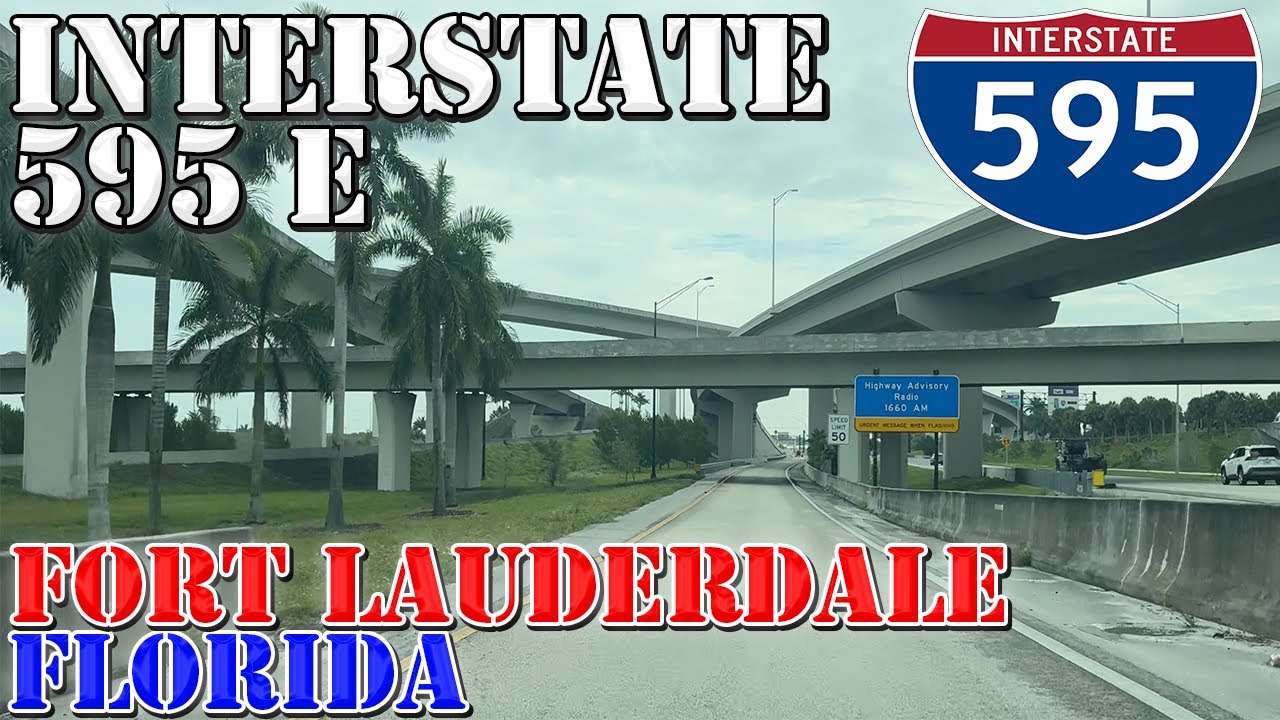 I-595 East - Express Lanes - Fort Lauderdale - Florida - 4K Highway Drive - 2024