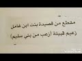 الشاعره بنت بن غامل زعيم قبيلة زعب من بني سليم