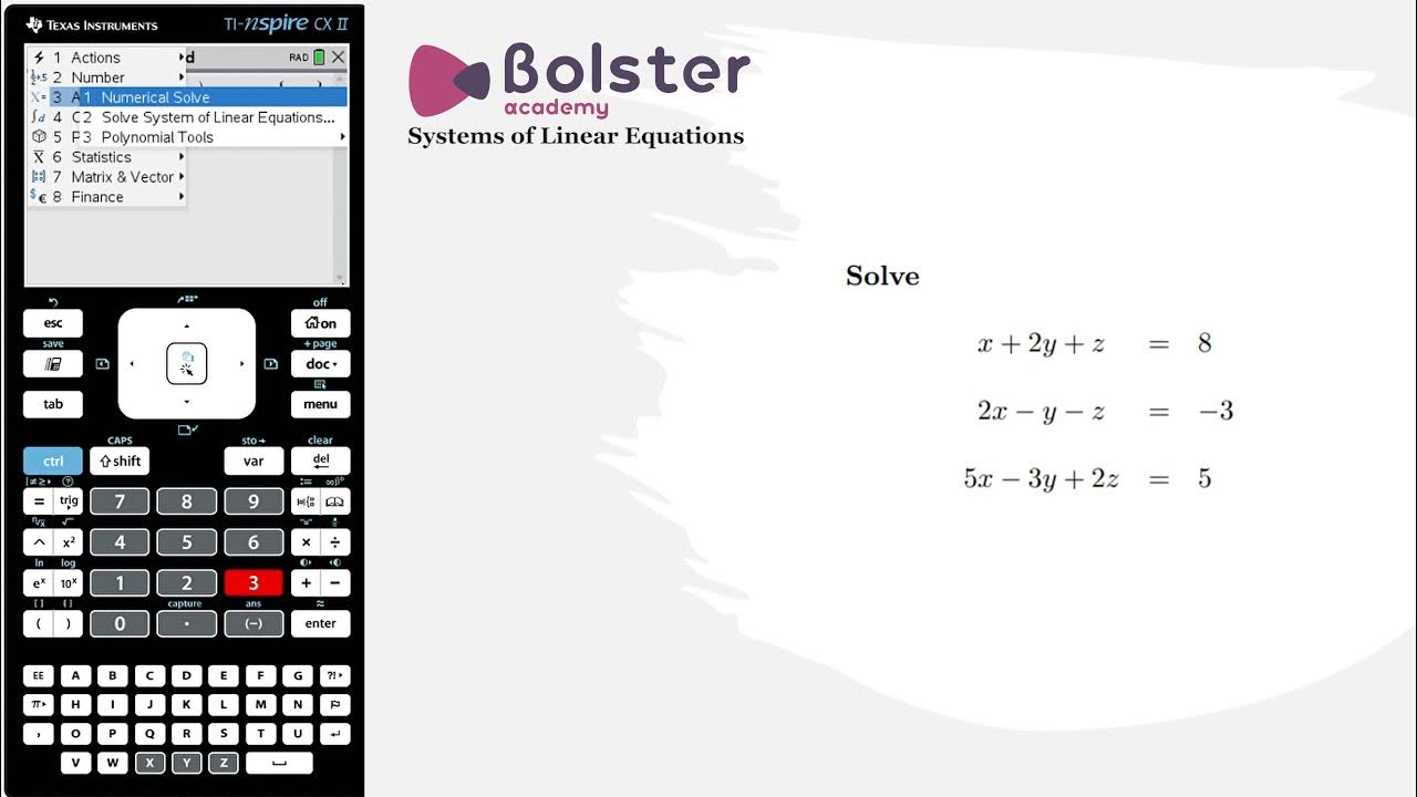 TI Nspire Solving a System of Linear Equations YouTube
